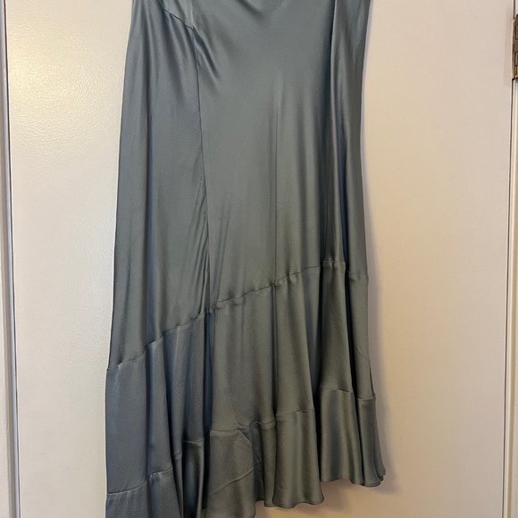 Lewit Asymmetrical Satin Skirt in Light Blue - Picture 10 of 11